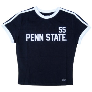 women's navy crop goalie baby t-shirt Penn State 55